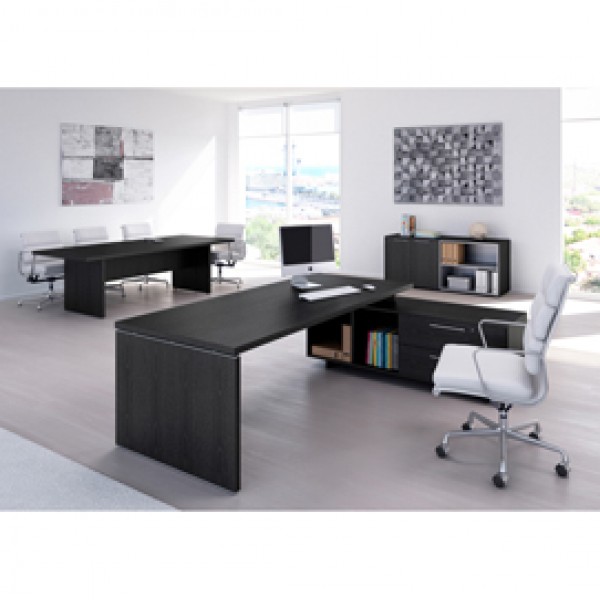 Scrivania Manager Prestige - 180x90x74 cm - con mobile servizio reversibile - nero venato - Artexport Scrivania Manager Prestige - 180x90x74 cm - con mobile servizio reversibile - nero venato - Artexport