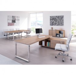 Scrivania Manager Prestige Metal - 180x90x74 cm - con mobile servizio reversibile - ciliegio arabis - Artexport