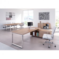 Scrivania Manager Prestige Metal - 210x90x74 cm - con mobile servizio reversibile - ciliegio arabis - Artexport