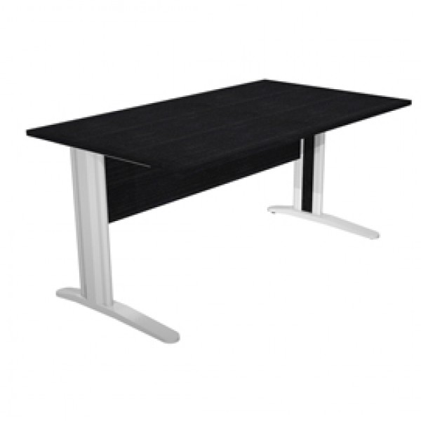 Scrivania Easy fianchi verniciati effetto cromato - lineare - 140x80x72 cm - nero venato - Artexport