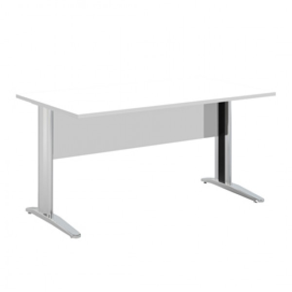 Scrivania Easy fianchi verniciati effetto cromato - lineare - 80x80x72 cm - bianco - Artexport