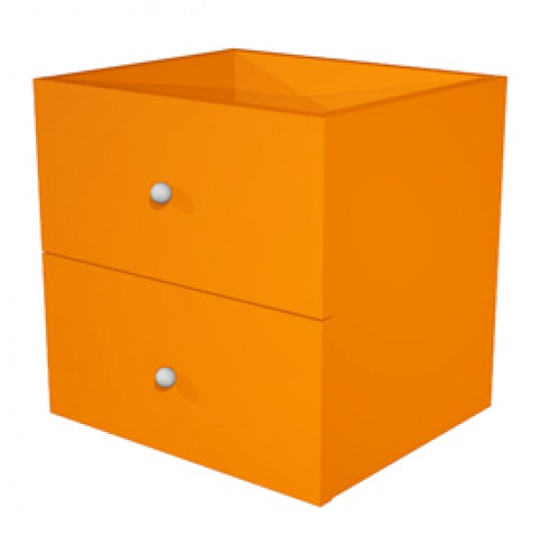 Cassettiera per casellario Rainbow - 2 cassetti - 32,5x28,8x32,5 cm - arancione - Artexport