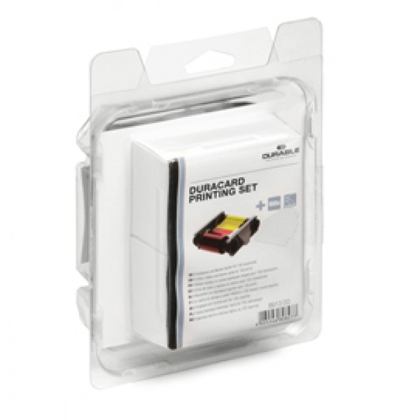 Kit di stampa per stampante Duracard ID 300 (nastro a colori + 100 tessere) - Durable Kit di stampa per stampante Duracard ID 300 (nastro a colori + 100 tessere) - Durable