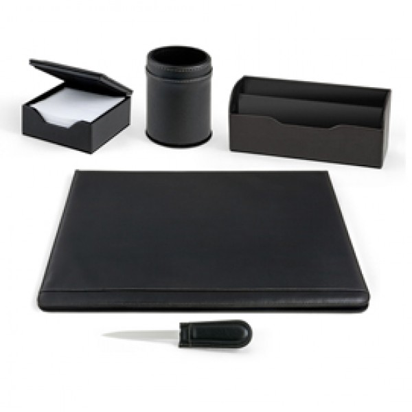 Set scrivania William in sintetico - 5 componenti - nero - City Time Set scrivania William in sintetico - 5 componenti - nero - City Time