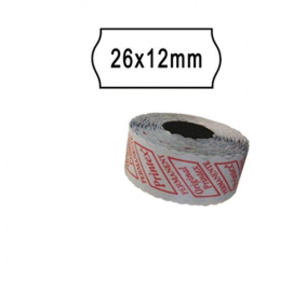 Rotolo da 1000 etichette a onda per Printex Smart 8/2612 - 26x12 mm - adesivo removibile - bianco - Printex - pack 10 rotoli