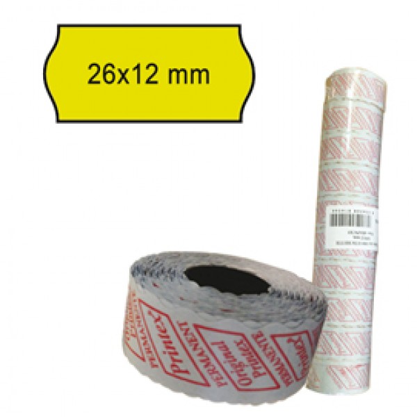 Rotolo da 1000 etichette a onda per Printex Smart 8/2612 - 26x12 mm - adesivo permanente - giallo - Printex - pack 10 rotoli Rotolo da 1000 etichette a onda per Printex Smart 8/2612 - 26x12 mm - adesivo permanente - giallo - Printex - pack 10 rotoli