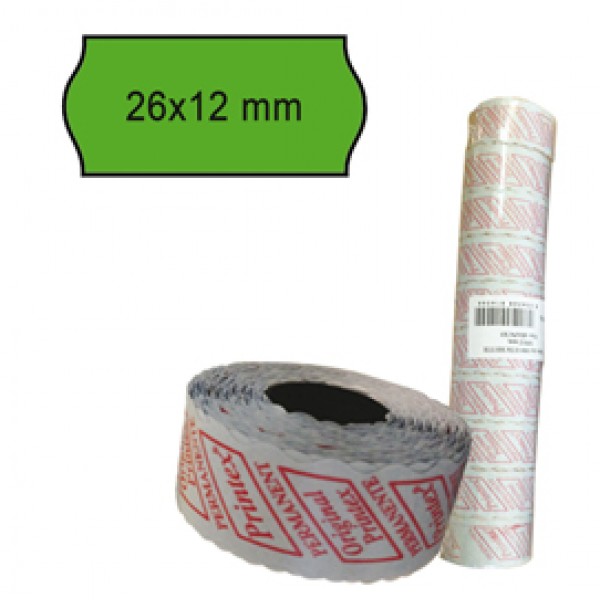 Rotolo da 1000 etichette a onda per Printex Smart 8/2612 - 26x12 mm - adesivo permanente - verde - Printex - pack 10 rotoli