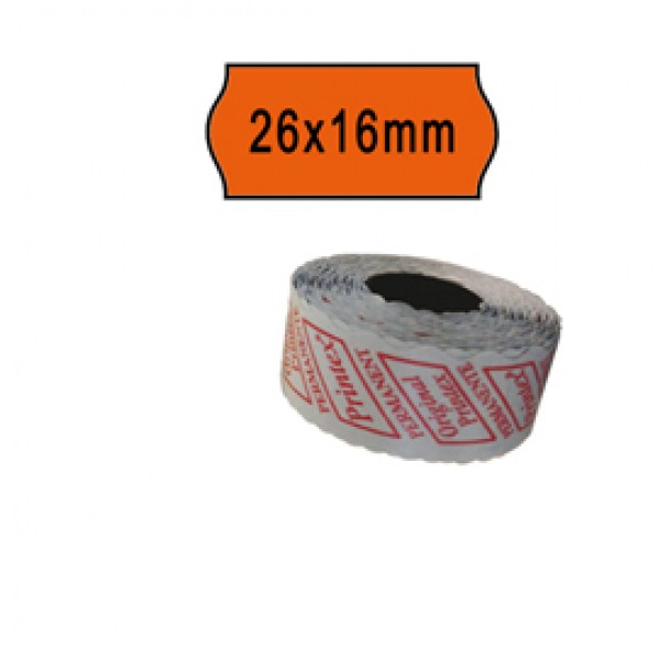 Rotolo da 1000 etichette a onda per Printex Smart 16/2616 e Z Maxi 6/2616 - 26x16 mm - adesivo permanente - arancio - Printex - pack 10 rotoli Rotolo da 1000 etichette a onda per Printex Smart 16/2616 e Z Maxi 6/2616 - 26x16 mm - adesivo permanente - arancio - Printex - pack 10 rotoli