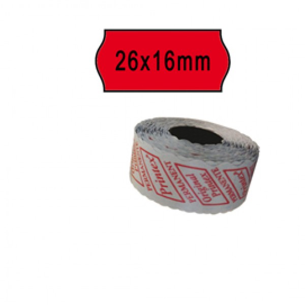 Rotolo da 1000 etichette a onda per Printex Smart 16/2616 e Z Maxi 6/2616 - 26x16 mm - adesivo permanente - rosso - Printex - pack 10 rotoli Rotolo da 1000 etichette a onda per Printex Smart 16/2616 e Z Maxi 6/2616 - 26x16 mm - adesivo permanente - rosso - Printex - pack 10 rotoli