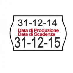 Rotolo da 1000 etichette a onda per Printex Smart 16/2616 - DATA PRODUZIONE / DATA SCADENZA - 26x16 mm - adesivo permanente - bianco - Printex - pack 10 rotoli