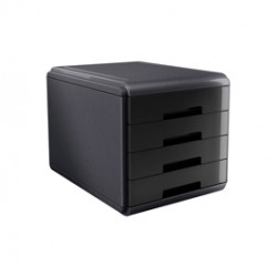 Cassettiera Mydesk - 29,5x38,5x28,2 cm - 4 cassetti da 4,5 cm - grigio/nero - Arda