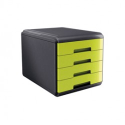 Cassettiera Mydesk - 29,5x38,5x28,2 cm - 4 cassetti da 4,5 cm - grigio/verde - Arda