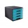 Cassettiera Mydesk - 29,5x38,5x28,2 cm - 4 cassetti da 4,5 cm - grigio/turchese - Arda