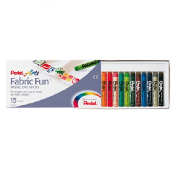 Pastelli per tessuto Fabric Fun - 15 colori assortiti - Pentel - astuccio 15 pastelli