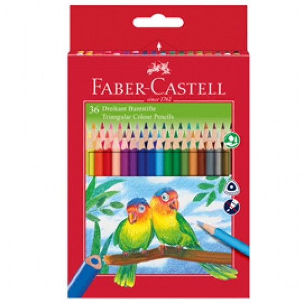 Matite colorate Eco triangolari - diametro mina 3 mm - con temperino - colori assortiti - Faber Castell - astuccio 36 pezzi Matite colorate Eco triangolari - diametro mina 3 mm - con temperino - colori assortiti - Faber Castell - astuccio 36 pezzi