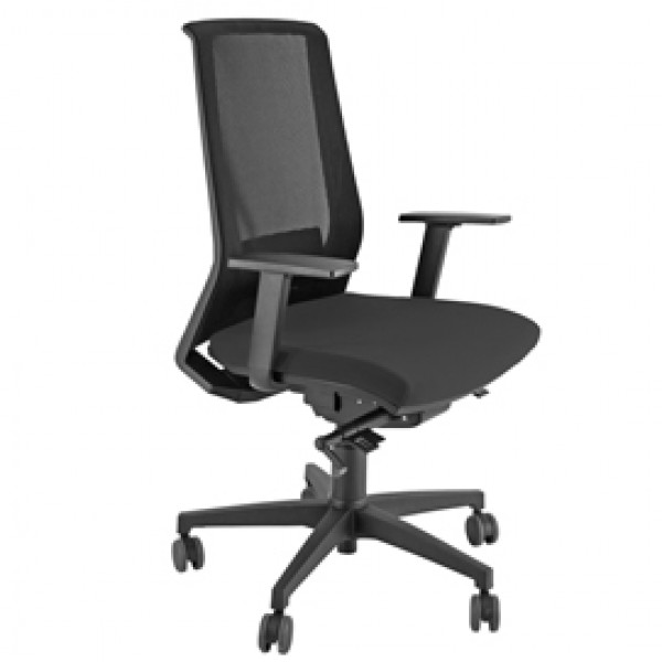 Poltrona semidirezionale Light - con ruote e braccioli - nero - Unisit Poltrona semidirezionale Light - con ruote e braccioli - nero - Unisit