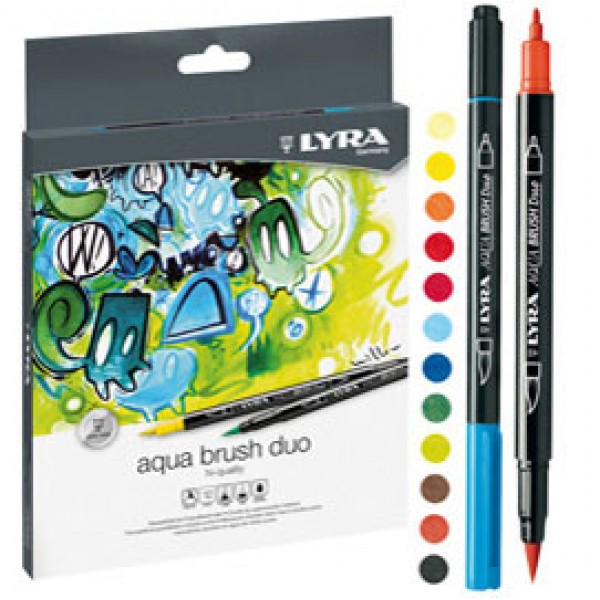 Pennarelli Aqua Brush Duo - punte 2,00 - 4,00 mm - Lyra - astuccio 12 pezzi