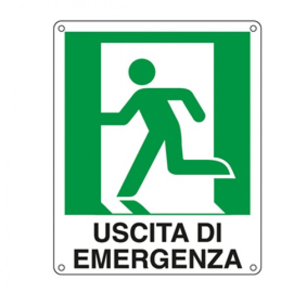 Cartello segnalatore - 25x31 cm - USCITA DI EMERGENZA (sinistra) - alluminio - Cartelli Segnalatori Cartello segnalatore - 25x31 cm - USCITA DI EMERGENZA (sinistra) - alluminio - Cartelli Segnalatori