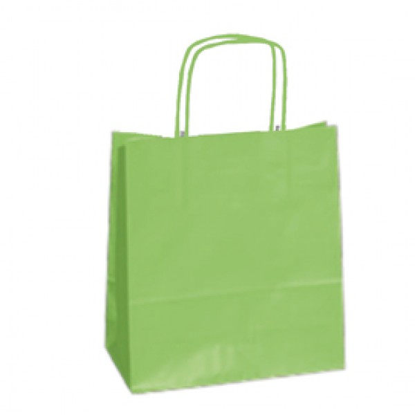 Shopper Twisted - maniglie cordino - 18 x 8 x 24 cm - carta kraft - mela verde - Mainetti Bags - conf. 25 pezzi