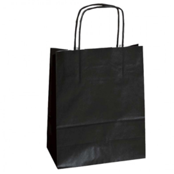 Shopper Twisted - maniglie cordino - 18 x 8 x 24 cm - carta kraft - nero - Mainetti Bags - conf. 25 pezzi Shopper Twisted - maniglie cordino - 18 x 8 x 24 cm - carta kraft - nero - Mainetti Bags - conf. 25 pezzi