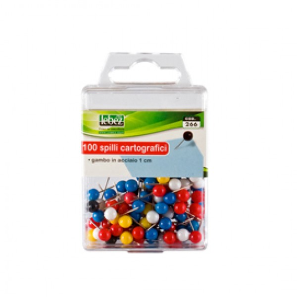 Spilli cartografici a sfera - colori assortiti - Lebez - scatola 100 pezzi Spilli cartografici a sfera - colori assortiti - Lebez - scatola 100 pezzi