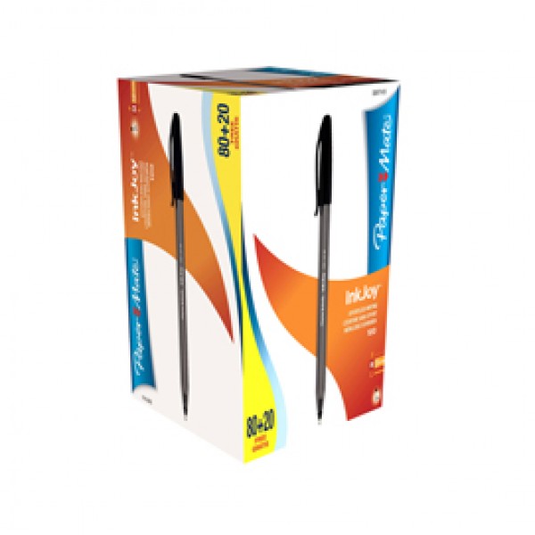 Penna a sfera con cappuccio Inkjoy 100 RT - punta 1,0mm - nero - Papermate - conf. 80+20 pezzi Penna a sfera con cappuccio Inkjoy 100 RT - punta 1,0mm - nero - Papermate - conf. 80+20 pezzi