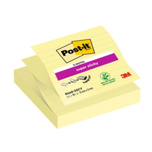 Ricarica foglietti Post it® Super Sticky - R440-SSCY - a righe - 101 x 101 mm - giallo Canary™ - 90 fogli - Post it®