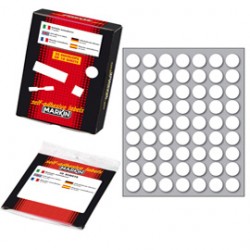 Etichetta adesiva - permanente - tonda ø 14 mm - 63 etichette per foglio - 10 fogli per busta - bianco - Markin