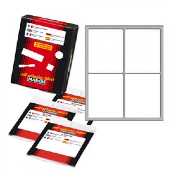 Etichetta adesiva - permanente - rettangolare - 70x56 mm - 4 etichette per foglio - 10 fogli per busta - bianco - Markin Etichetta adesiva - permanente - rettangolare - 70x56 mm - 4 etichette per foglio - 10 fogli per busta - bianco - Markin