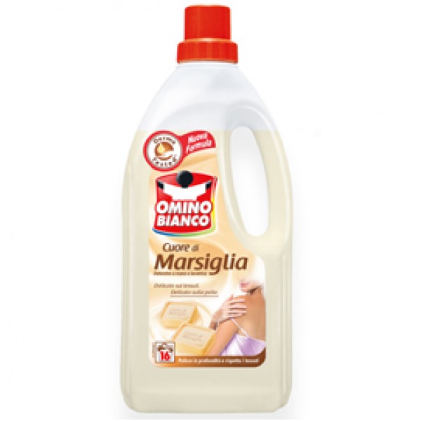 Detersivo liquido Cuore di Marsiglia - a mano e in lavatrice - 1 L - Omino Bianco Detersivo liquido Cuore di Marsiglia - a mano e in lavatrice - 1 L - Omino Bianco