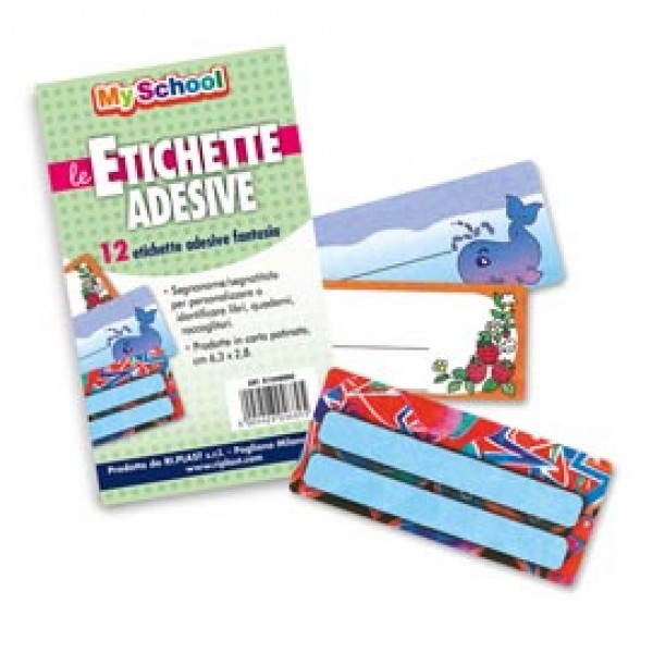Etichette adesive segnanomi - 6,3 x 8 cm - fantasie assortite - Ri.Plast - busta 12 pezzi Etichette adesive segnanomi - 6,3 x 8 cm - fantasie assortite - Ri.Plast - busta 12 pezzi