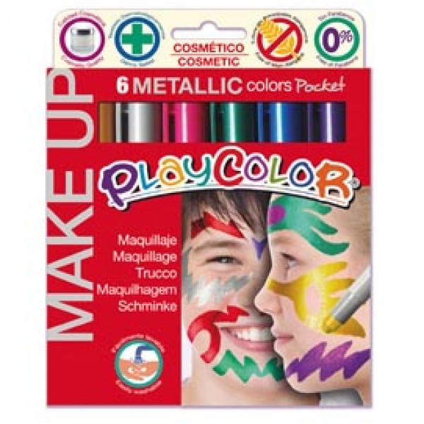 Tempera solida Make Up - cosmetica - Playcolor - astuccio 6 colori metallic Tempera solida Make Up - cosmetica - Playcolor - astuccio 6 colori metallic