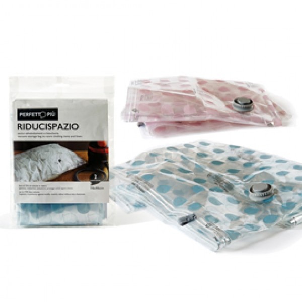 Sacco Riducispazio - chiusura a zip con valvola - 50x70 cm - PPL - trasparente - Perfetto - conf. 2 pezzi Sacco Riducispazio - chiusura a zip con valvola - 50x70 cm - PPL - trasparente - Perfetto - conf. 2 pezzi