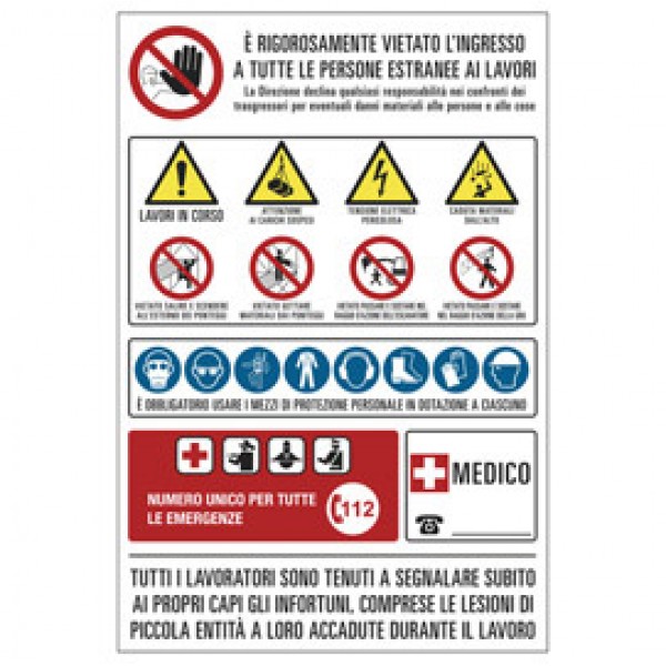 Cartello segnalatore - 67x100 cm - cantiere multisimbolo - polionda - Cartelli Segnalatori Cartello segnalatore - 67x100 cm - cantiere multisimbolo - polionda - Cartelli Segnalatori