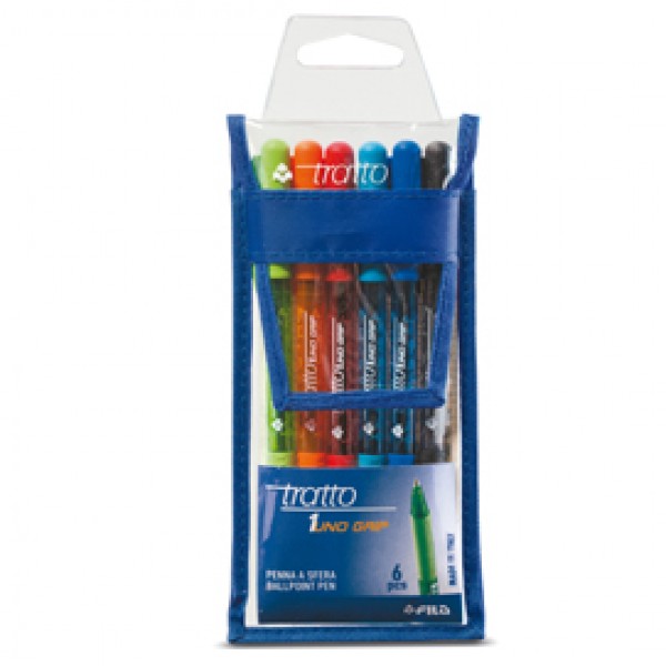 Penna a sfera con cappuccio Tratto1 Grip - punta 1,0mm - colori assortiti - Tratto - busta 6 pezzi Penna a sfera con cappuccio Tratto1 Grip - punta 1,0mm - colori assortiti - Tratto - busta 6 pezzi