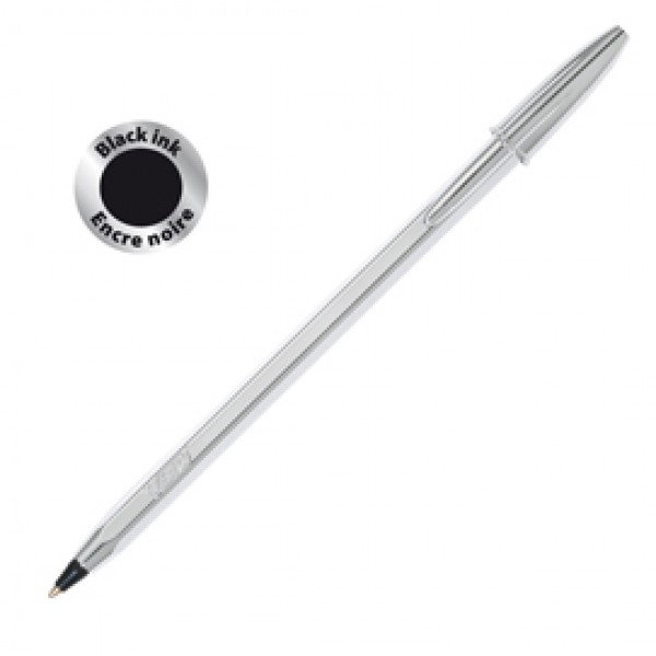 Penna a sfera Cristal Shine con capppuccio - punta media 1,0 mm - nero - fusto silver - Bic - conf. 20 pezzi Penna a sfera Cristal Shine con capppuccio - punta media 1,0 mm - nero - fusto silver - Bic - conf. 20 pezzi
