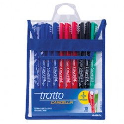 Astuccio Penne a sfera cancellabile Cancellik- punta 1,0mm - 10 colori assortiti  - Tratto - conf. 10 pezzi