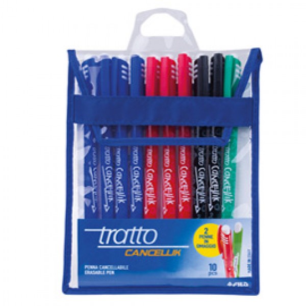 Astuccio Penne a sfera cancellabile Cancellik- punta 1,0mm - 10 colori assortiti - Tratto - conf. 10 pezzi Astuccio Penne a sfera cancellabile Cancellik- punta 1,0mm - 10 colori assortiti - Tratto - conf. 10 pezzi