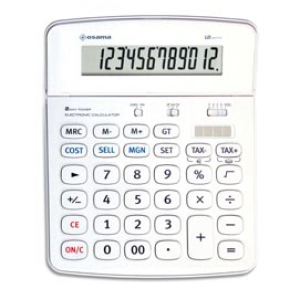 Calcolatrice da tavolo OS 504 - 12 cifre - bianco - Osama