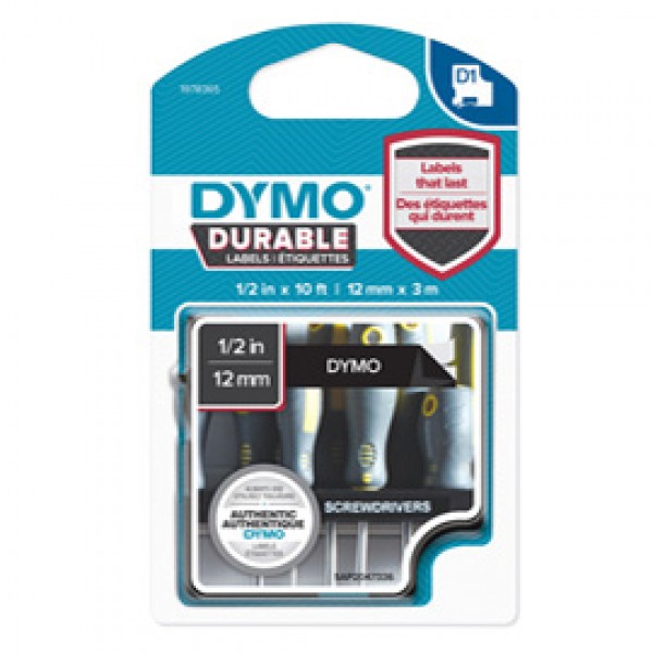 Nastro D1 Durable 1978365 - 12 mm x 3 mt - nero/bianco - Dymo Nastro D1 Durable 1978365 - 12 mm x 3 mt - nero/bianco - Dymo