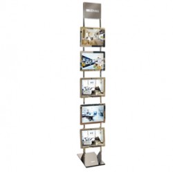 Espositore da pavimento Freestanding LEDMAG - 5 cornici magnetiche A4 retroilluminate a LED - altezza 200 cm - Tecnostyl
