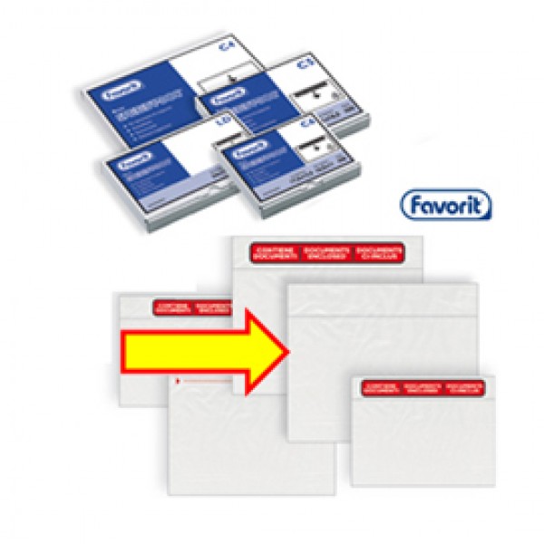 Busta adesiva Speedy Doc - senza stampa - C5 (23 x 16,5 cm) - PPL/PE - trasparente - Favorit - conf. 1000 pezzi Busta adesiva Speedy Doc - senza stampa - C5 (23 x 16,5 cm) - PPL/PE - trasparente - Favorit - conf. 1000 pezzi