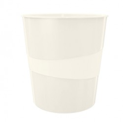 Cestino gettacarte WOW - altezza 32,4 cm - diametro 29 cm - 15 lt - bianco metallizzato - Leitz