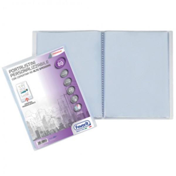 Portalistini personalizzabile Premium - liscio - 22x30 cm - 80 buste - trasparente - Favorit Portalistini personalizzabile Premium - liscio - 22x30 cm - 80 buste - trasparente - Favorit