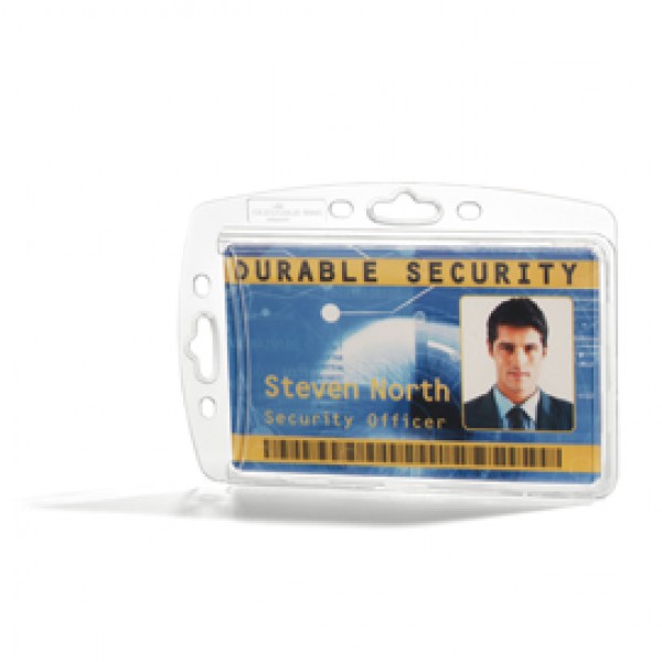 Portabadge rigido - 5,4 x 8,7 cm - trasparente - Durable - conf. 10 pezzi Portabadge rigido - 5,4 x 8,7 cm - trasparente - Durable - conf. 10 pezzi