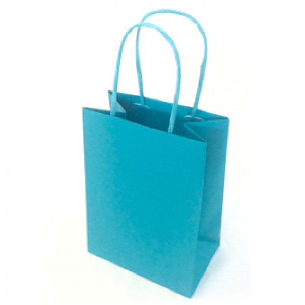 Shopper Twisted - maniglie cordino - 14  x 9 x 20 cm - carta kraft - turchese - Mainetti Bags - conf. 25 pezzi