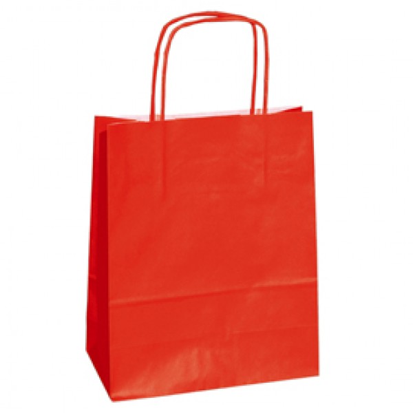 Shopper Twisted - maniglie cordino - 14 x 9 x 20 cm - carta kraft - rosso - Mainetti Bags - conf. 25 pezzi Shopper Twisted - maniglie cordino - 14 x 9 x 20 cm - carta kraft - rosso - Mainetti Bags - conf. 25 pezzi