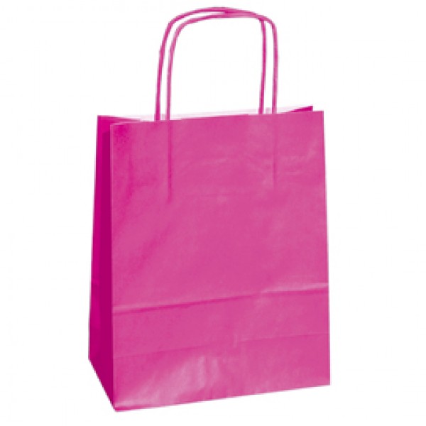 Shopper Twisted - maniglie cordino - 14 x 9 x 20 cm - carta kraft - magenta - Mainetti Bags - conf. 25 pezzi Shopper Twisted - maniglie cordino - 14 x 9 x 20 cm - carta kraft - magenta - Mainetti Bags - conf. 25 pezzi