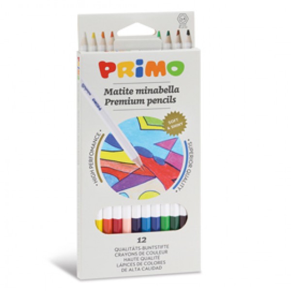 Matite colorate Minabella - diametro mina 3,8 mm - colori assortiti - Primo - astuccio 12 pezzi Matite colorate Minabella - diametro mina 3,8 mm - colori assortiti - Primo - astuccio 12 pezzi