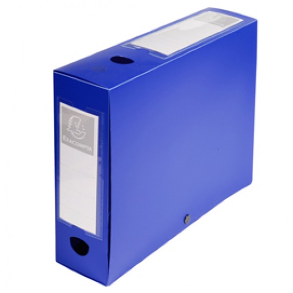 Scatola per archivio box - con bottone - 25x33 cm - dorso 8 cm - blu - Exacompta